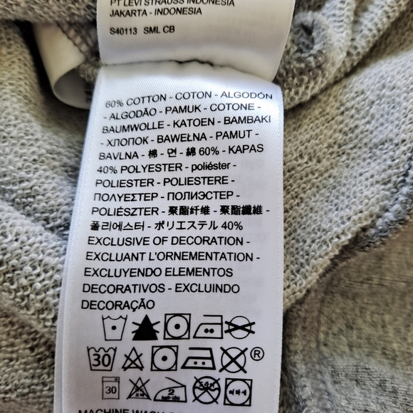 Levi's Gray Heathered Logo Trimmed Cropped Crop Crew Neck Sweatshirt szM - Picture 7 of 7